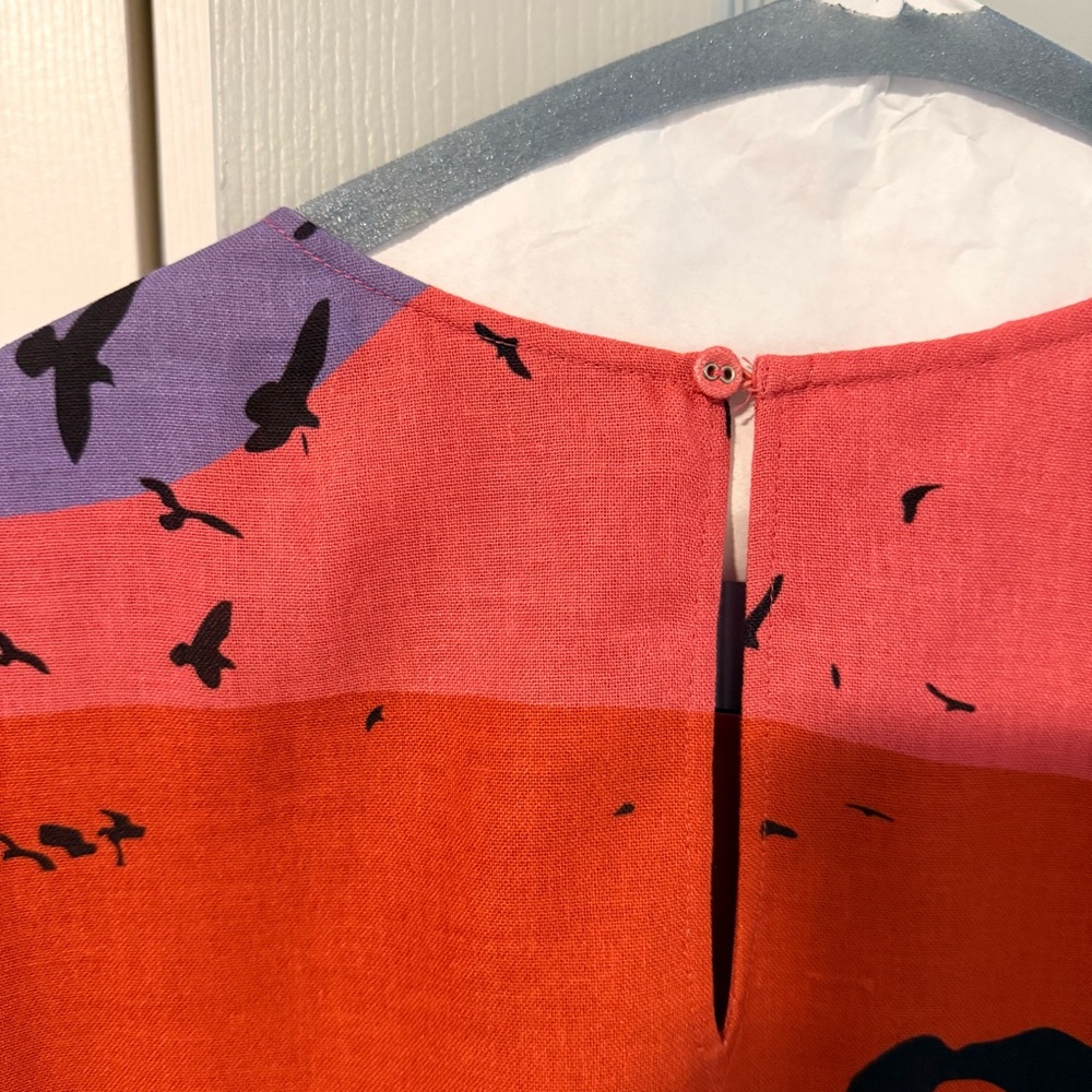 NEW ANTHROPOLOGIE: Safari Colorblock Print Shift Dress-Coral, Green, Blue, Black - Picture 9 of 9